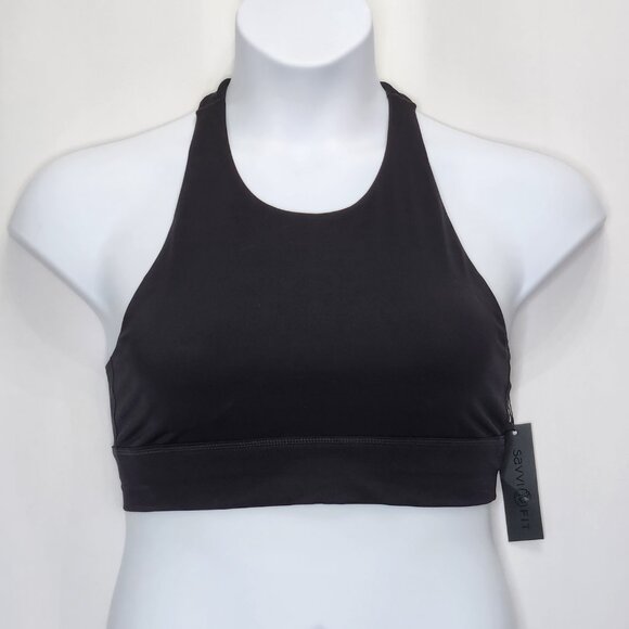 NEW Savvi Fit Prism Sports Bra Womens Large L Black Racerback Athletic Gym UU02X - Picture 2 of 7